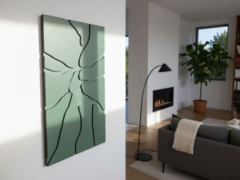 Mint - Yeşil Taş Parça Desenli MDF Ahşap Katmanlı Duvar Tablo | Lazer Kesim