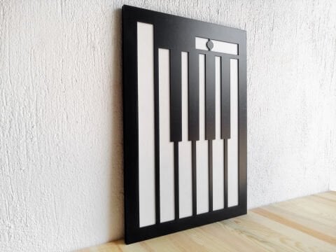 Piano – Müzik Temalı Siyah Beyaz MDF Ahşap Katmanlı Duvar Tablosu | Lazer Kesim