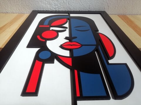 Lunara – Soyut Kadın Figürü MDF Ahşap Katmanlı Duvar Tablosu | El Boyama & Lazer Kesim