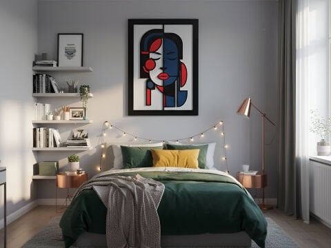 Lunara – Soyut Kadın Figürü MDF Ahşap Katmanlı Duvar Tablosu | El Boyama & Lazer Kesim