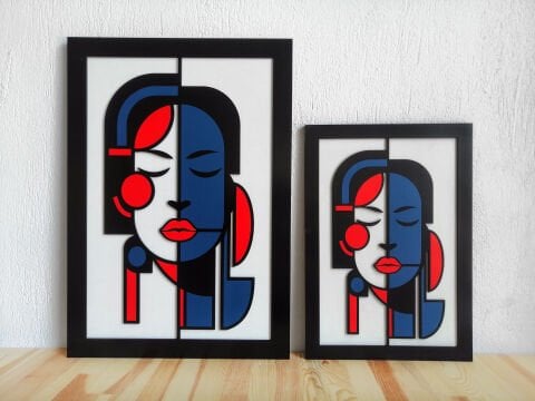 Lunara – Soyut Kadın Figürü MDF Ahşap Katmanlı Duvar Tablosu | El Boyama & Lazer Kesim