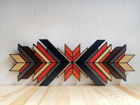 Vireka – Etnik Desenli MDF Ahşap Katmanlı Duvar Dekoru | El Boyama & Lazer Kesim