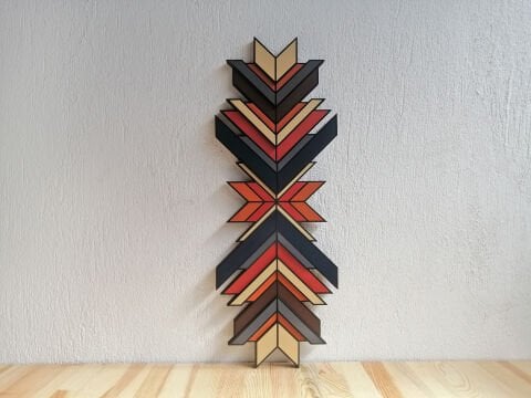 Vireka – Etnik Desenli MDF Ahşap Katmanlı Duvar Dekoru | El Boyama & Lazer Kesim