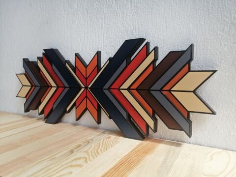 Vireka – Etnik Desenli MDF Ahşap Katmanlı Duvar Dekoru | El Boyama & Lazer Kesim