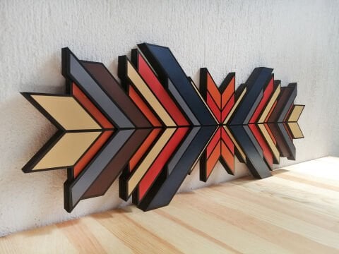 Vireka – Etnik Desenli MDF Ahşap Katmanlı Duvar Dekoru | El Boyama & Lazer Kesim