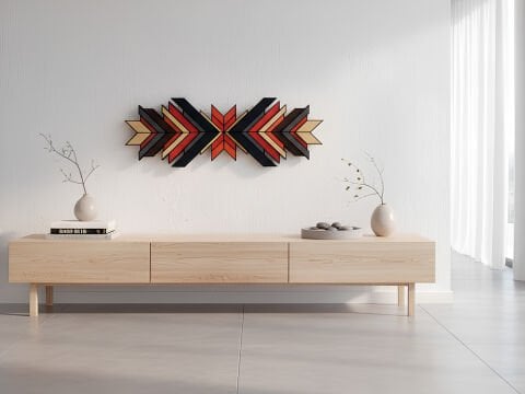 Vireka – Etnik Desenli MDF Ahşap Katmanlı Duvar Dekoru | El Boyama & Lazer Kesim