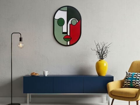 Gred – Zıt Renklerin Yüzü MDF Ahşap Katmanlı Duvar Tablosu | El Boyama & Lazer Kesim