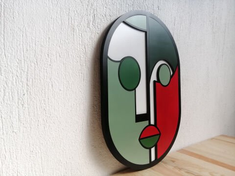 Gred – Zıt Renklerin Yüzü MDF Ahşap Katmanlı Duvar Tablosu | El Boyama & Lazer Kesim