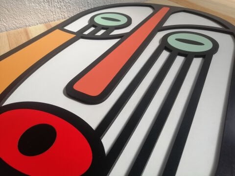 Line Mask – Modern Çizgili Yüz MDF Ahşap Katmanlı Duvar Tablo | El Boyama & Lazer Kesim