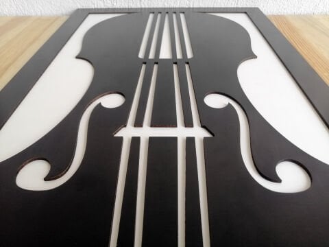 Violin – Müzik Temalı Siyah Beyaz MDF Ahşap Katmanlı Duvar Tablosu | Lazer Kesim