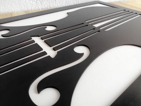 Violin – Müzik Temalı Siyah Beyaz MDF Ahşap Katmanlı Duvar Tablosu | Lazer Kesim