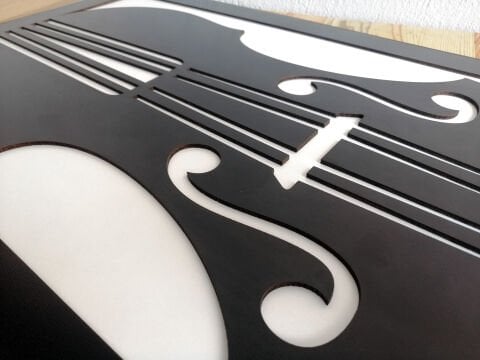 Violin – Müzik Temalı Siyah Beyaz MDF Ahşap Katmanlı Duvar Tablosu | Lazer Kesim