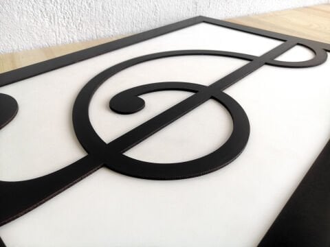 Treble Clef – Müzik Temalı Siyah Beyaz MDF Ahşap Katmanlı Duvar Tablosu | Lazer Kesim