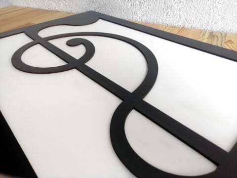 Treble Clef – Müzik Temalı Siyah Beyaz MDF Ahşap Katmanlı Duvar Tablosu | Lazer Kesim