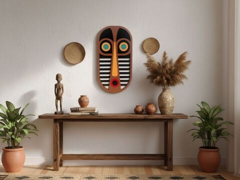 Jambo – Afrika Kabile Maskesi MDF Ahşap Katmanlı Duvar Tablosu | El Boyama & Lazer Kesim