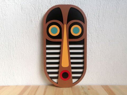 Jambo – Afrika Kabile Maskesi MDF Ahşap Katmanlı Duvar Tablosu | El Boyama & Lazer Kesim