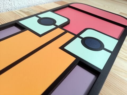 Yula – Modern Soyut Yüz  MDF Ahşap Katmanlı Duvar Tablosu | El Boyama & Lazer Kesim