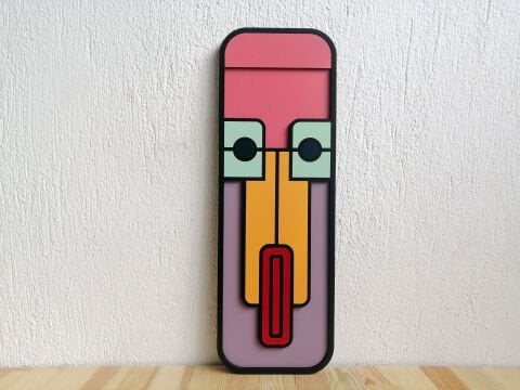 Yula – Modern Soyut Yüz  MDF Ahşap Katmanlı Duvar Tablosu | El Boyama & Lazer Kesim