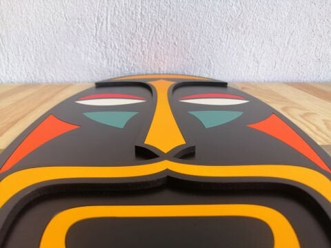 Ritüel – Etnik Mask Formlu MDF Ahşap Katmanlı Duvar Dekoru | El Boyama & Lazer Kesim