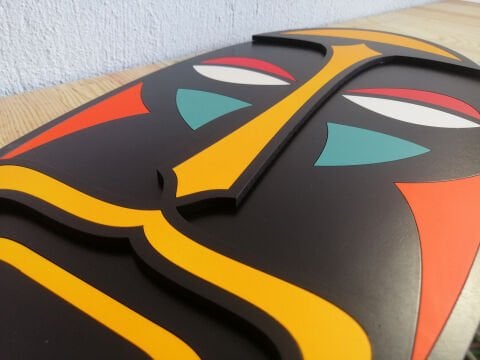 Ritüel – Etnik Mask Formlu MDF Ahşap Katmanlı Duvar Dekoru | El Boyama & Lazer Kesim