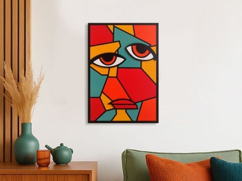 Visage – Parçalı Yüz Tasarımlı MDF Ahşap Katmanlı Duvar Tablosu | El Boyaması & Lazer Kesim