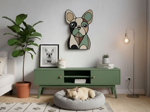 Fiona – Fransız Bulldog Figürü MDF Ahşap Katmanlı Duvar Tablo | El Boyama & Lazer Kesim