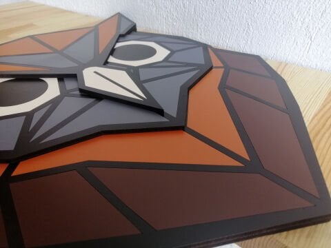 Agna – Geometrik Baykuş Figürlü MDF Ahşap Katmanlı Duvar Dekoru | El Boyama & Lazer Kesim