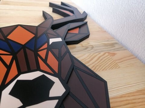 Moose – Geometrik Geyik Figürlü MDF Ahşap Katmanlı Duvar Dekoru | El Boyama & Lazer Kesim