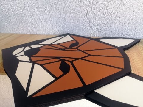 Alira –Geometrik Tilki Figürlü MDF Ahşap Katmanlı Duvar Tablo | El Boyama & Lazer Kesim