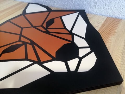 Alira –Geometrik Tilki Figürlü MDF Ahşap Katmanlı Duvar Tablo | El Boyama & Lazer Kesim