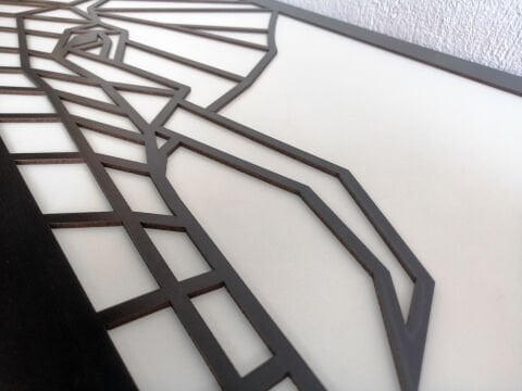 Norsu –Geometrik Fil Figürlü Siyah Beyaz MDF Ahşap Katmanlı Duvar Tablosu | Lazer Kesim