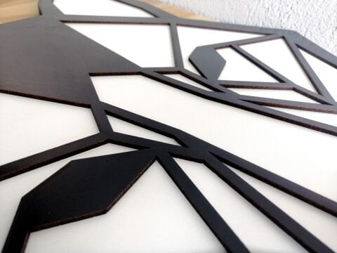 Luma – Geometrik Tilki Figürlü Siyah Beyaz  MDF Ahşap Katmanlı Duvar Tablosu | Lazer Kesim