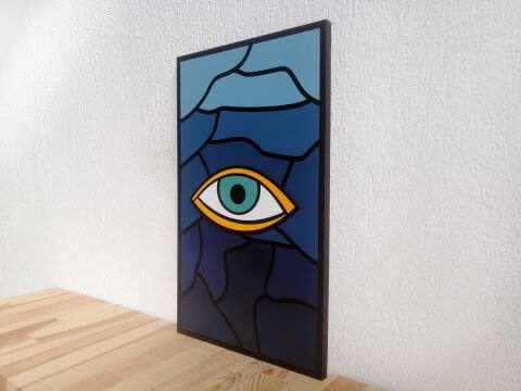 Maris – Deniz Temalı Göz Sanatı MDF Ahşap Katmanlı Duvar Tablosu | El Boyama & Lazer Kesim