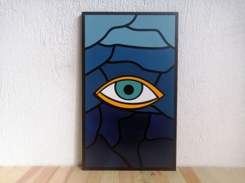 Maris – Deniz Temalı Göz Sanatı MDF Ahşap Katmanlı Duvar Tablosu | El Boyama & Lazer Kesim