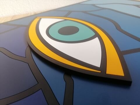 Maris – Deniz Temalı Göz Sanatı MDF Ahşap Katmanlı Duvar Tablosu | El Boyama & Lazer Kesim