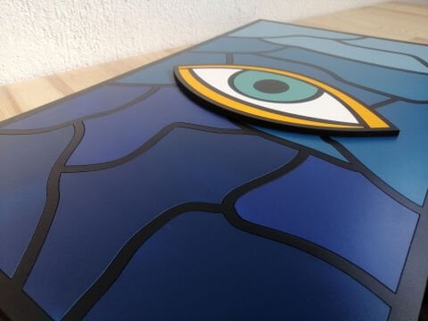 Maris – Deniz Temalı Göz Sanatı MDF Ahşap Katmanlı Duvar Tablosu | El Boyama & Lazer Kesim