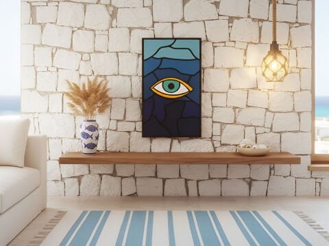 Maris – Deniz Temalı Göz Sanatı MDF Ahşap Katmanlı Duvar Tablosu | El Boyama & Lazer Kesim