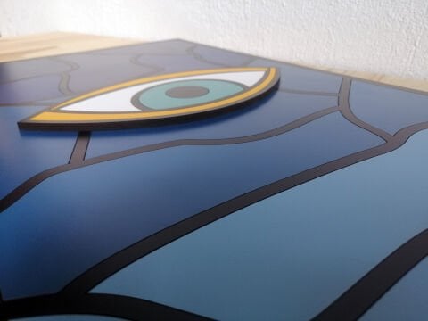 Maris – Deniz Temalı Göz Sanatı MDF Ahşap Katmanlı Duvar Tablosu | El Boyama & Lazer Kesim