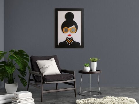 Lunetta – Retro Kadın Silüeti MDF Ahşap Katmanlı Duvar Tablosu | El Boyama & Lazer Kesim