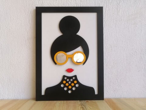 Lunetta – Retro Kadın Silüeti MDF Ahşap Katmanlı Duvar Tablosu | El Boyama & Lazer Kesim