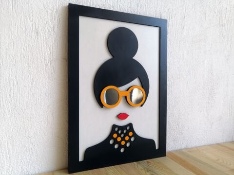 Lunetta – Retro Kadın Silüeti MDF Ahşap Katmanlı Duvar Tablosu | El Boyama & Lazer Kesim