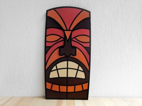 Okha – Geometrik Kabile Maskesi MDF Ahşap Katmanlı Duvar Tablosu | El Boyama & Lazer Kesim