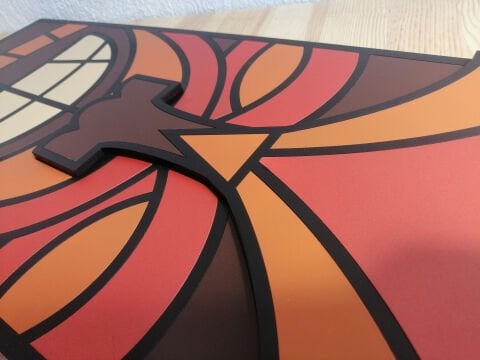 Okha – Geometrik Kabile Maskesi MDF Ahşap Katmanlı Duvar Tablosu | El Boyama & Lazer Kesim