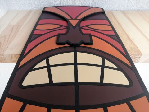 Okha – Geometrik Kabile Maskesi MDF Ahşap Katmanlı Duvar Tablosu | El Boyama & Lazer Kesim