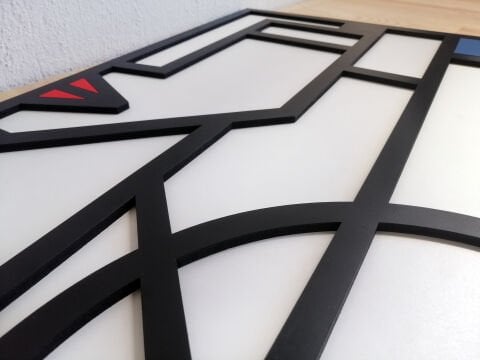 Mirae – Modern Geometrik MDF Ahşap Katmanlı Duvar Tablosu | El Boyama & Lazer Kesim