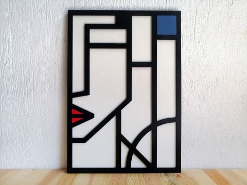 Mirae – Modern Geometrik MDF Ahşap Katmanlı Duvar Tablosu | El Boyama & Lazer Kesim