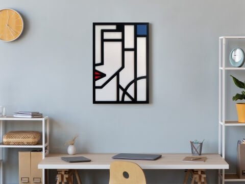 Mirae – Modern Geometrik MDF Ahşap Katmanlı Duvar Tablosu | El Boyama & Lazer Kesim