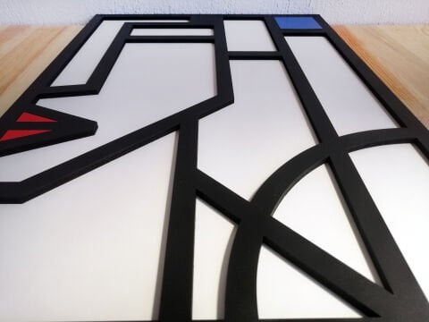 Mirae – Modern Geometrik MDF Ahşap Katmanlı Duvar Tablosu | El Boyama & Lazer Kesim