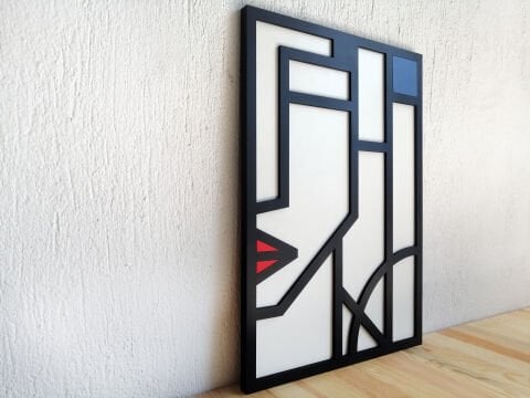 Mirae – Modern Geometrik MDF Ahşap Katmanlı Duvar Tablosu | El Boyama & Lazer Kesim