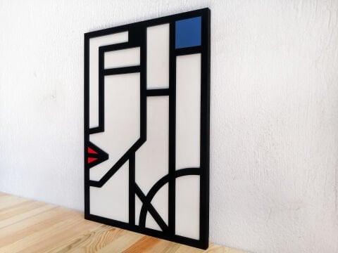 Mirae – Modern Geometrik MDF Ahşap Katmanlı Duvar Tablosu | El Boyama & Lazer Kesim